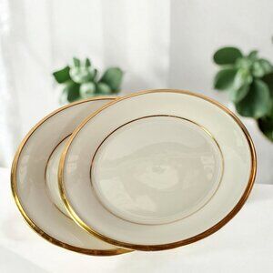 Set of Two Lenox Eternal Gold Trim Ivory Bread & Butter Plates 6.5”